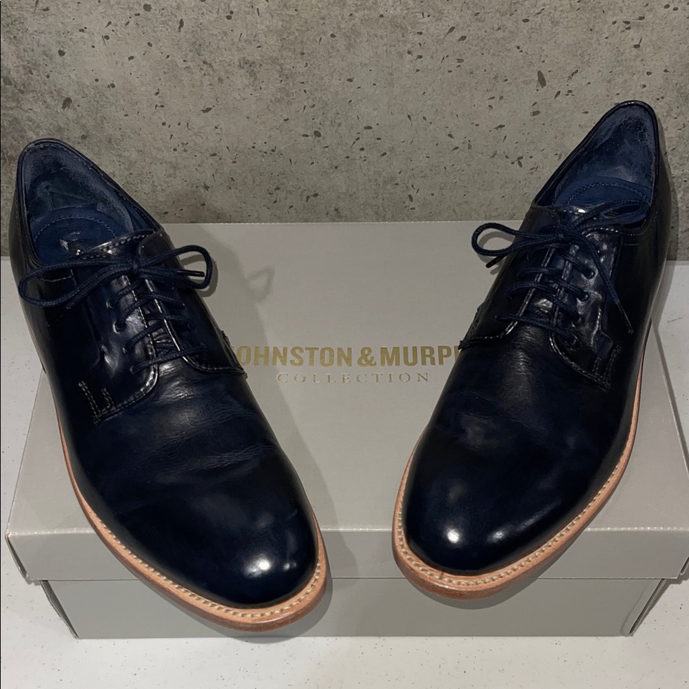 Johnston & Murphy Men's Dark Blue Oxford Shoes